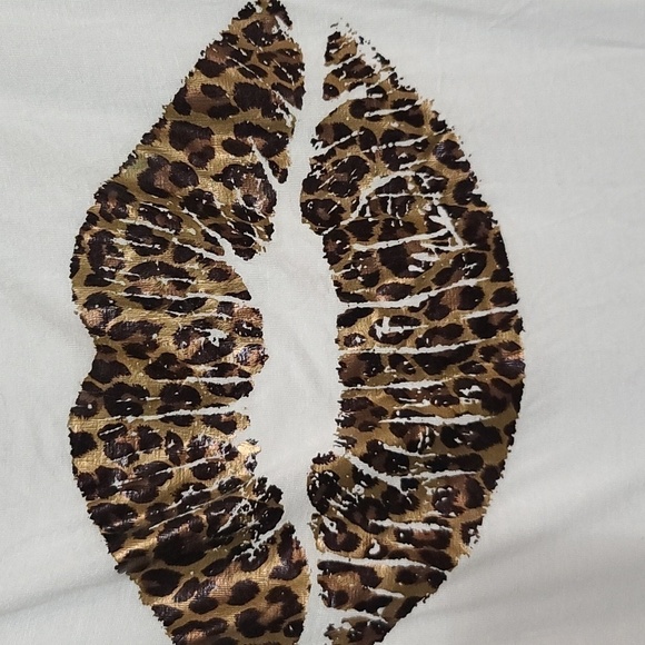 Gemstone Intimates Plus Womens Nightgown White/Brown/Rust Cheetah Lips Sz 1X EUC - Picture 2 of 6